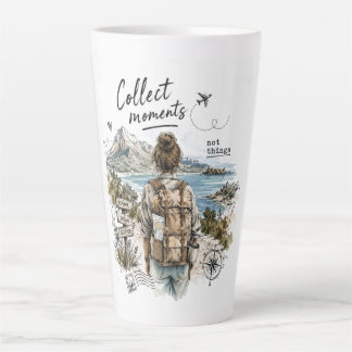 Caneca De Café Latte Coletam-se Momentos Não Coisas Citação de Viagem