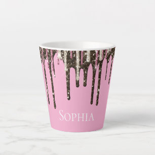 Caneca De Café Latte Colheita de Sorvete de Chocolate Rosa com Champanh