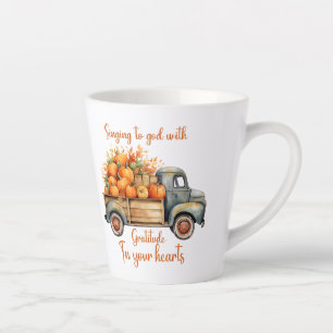 Caneca De Café Latte Colheita Grata – Cantando a Deus com Alegria Outon