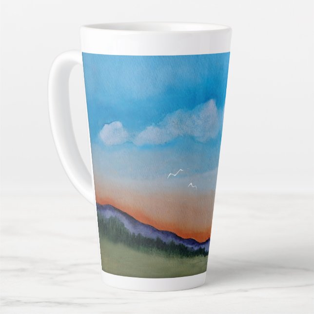 Caneca De Café Latte Colinas Sunset Graciosas (Ângulo esquerdo)