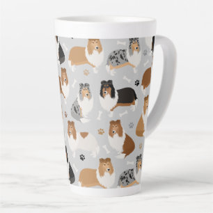 Caneca De Café Latte Collie Paws e Bones Latino