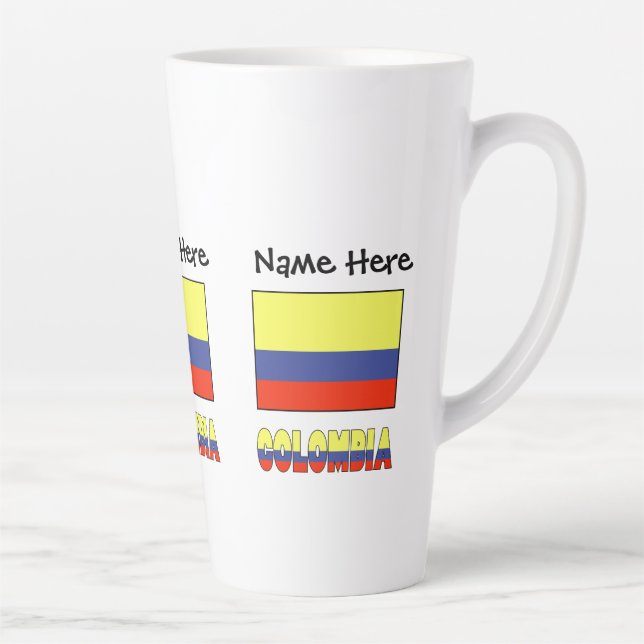Caneca De Café Latte Colômbia e Bandeira Colombiana Personalizada (Direita)