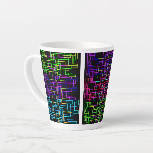 Caneca De Café Latte Color Neon Pattern (Ângulo esquerdo)