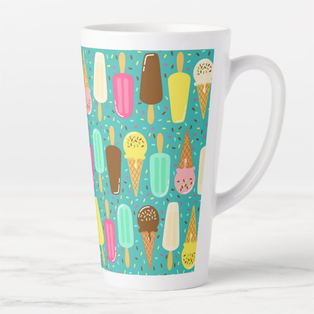 Caneca De Café Latte Colorful Ice Cream Pattern Summer  (Direita)