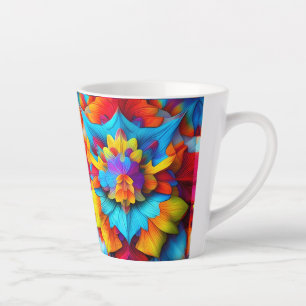 Caneca De Café Latte Colorida Floral Mandala Design