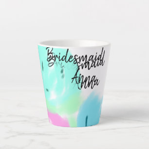 Caneca De Café Latte Colorido floral pastel aquarela damas de honra adi