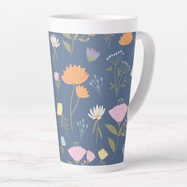 Caneca De Café Latte Colourful meadow on blue (Ângulo direito)