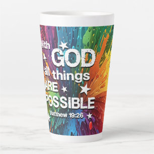 Caneca De Café Latte Com Deus Matthew 19-26
