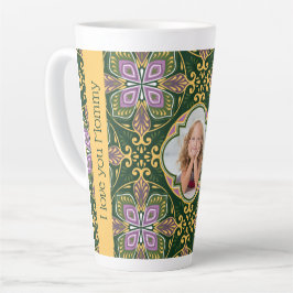 Caneca De Café Latte Com foto / texto Olive e lavanda Azulejos Lat