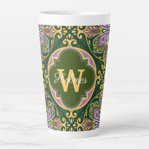 Caneca De Café Latte Com o nome Azeitona e Azulejos lilás