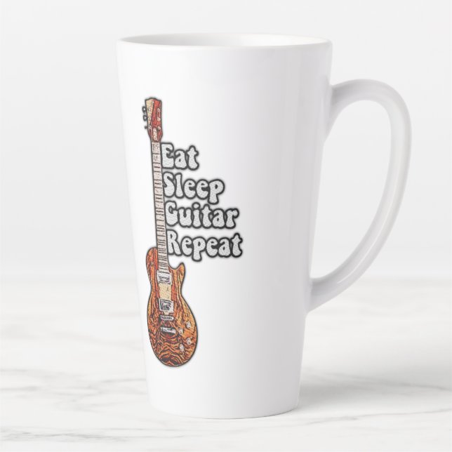 Caneca De Café Latte Coma a guitarra de sono, repita. (Direita)