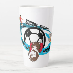 Caneca De Café Latte Coma, durma, futebol, repita.