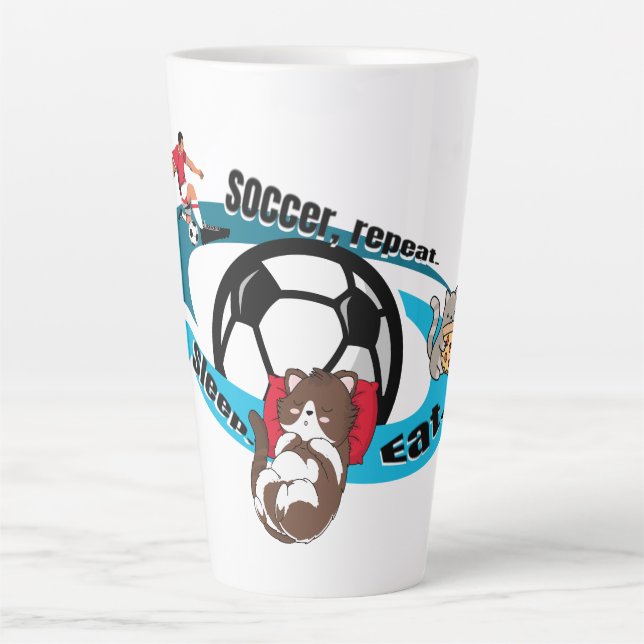Caneca De Café Latte Coma, durma, futebol, repita. (Frente)
