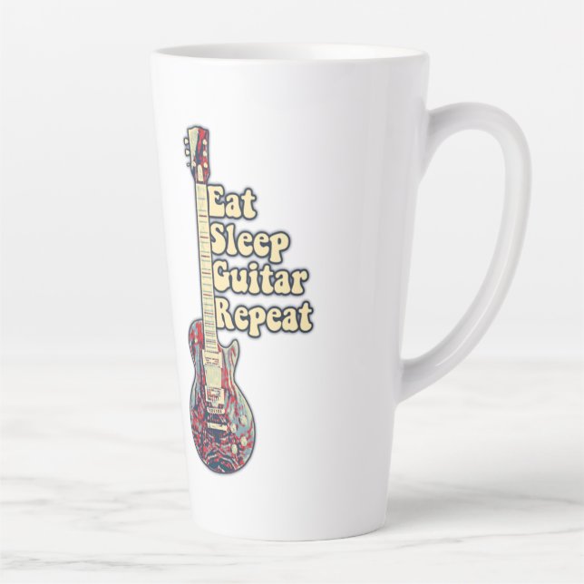 Caneca De Café Latte Coma guitarra de sono repete. (Direita)