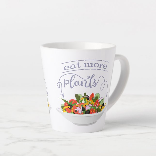 Caneca De Café Latte Coma mais plantas com cartazes de motivação de sal (Ângulo direito)