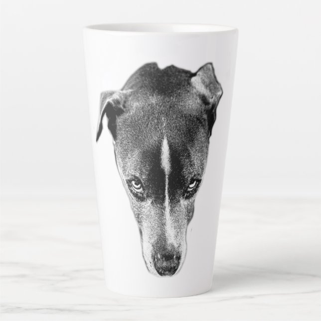 Caneca De Café Latte Combinação Intensa De Imagens Monocromáticas (Frente)
