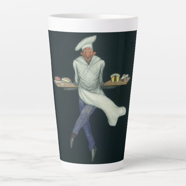 Caneca De Café Latte Comidas de vindima, padeiro com pastelaria (Frente)