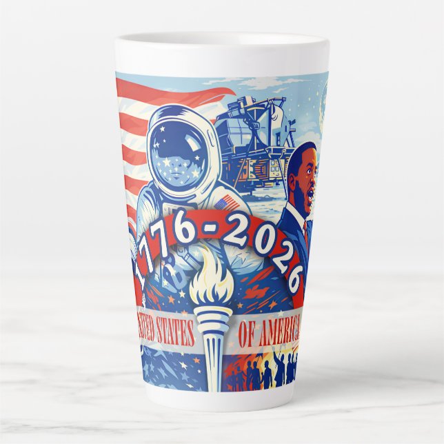 Caneca De Café Latte Commemorative 1776-2026 USA Semiquincentennial (Frente)