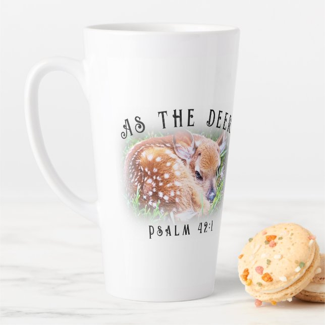 Caneca De Café Latte Como Deer Psalm 42:1 Sweet Baby Fawn Christian (In Situ)