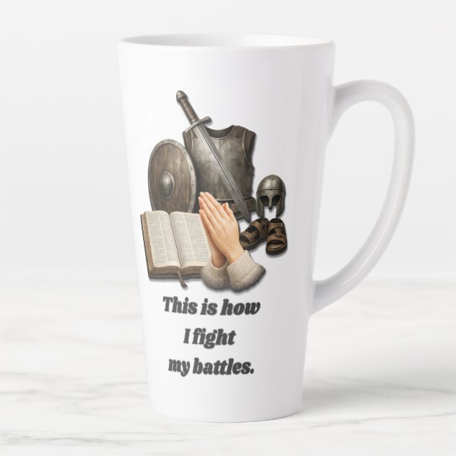 Caneca De Café Latte Como Eu Luto Minhas Batalhas (Direita)
