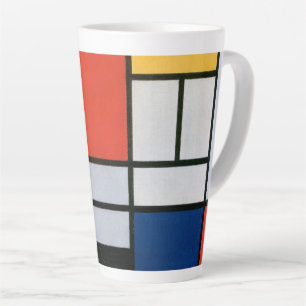 Caneca De Café Latte Composição Abstrata Vintage por Piet Mondrian