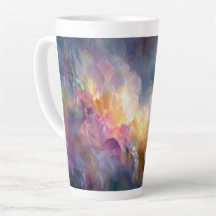 Caneca De Café Latte Composição floral pastel abstrata brilhante