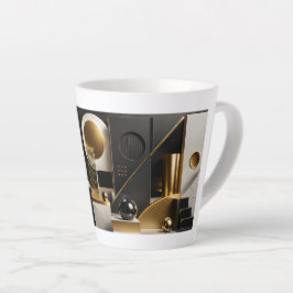 Caneca De Café Latte Composição Moderna Luxuosa: Presente Dourado e Pre