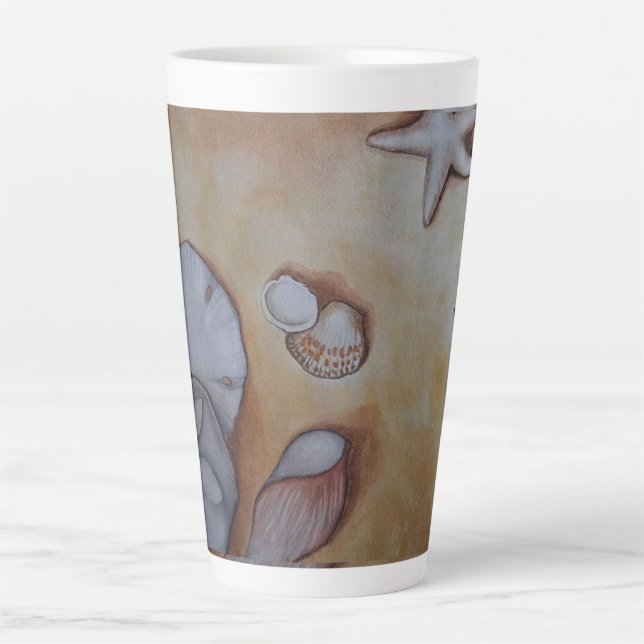 Caneca De Café Latte Conchas na costa (Frente)