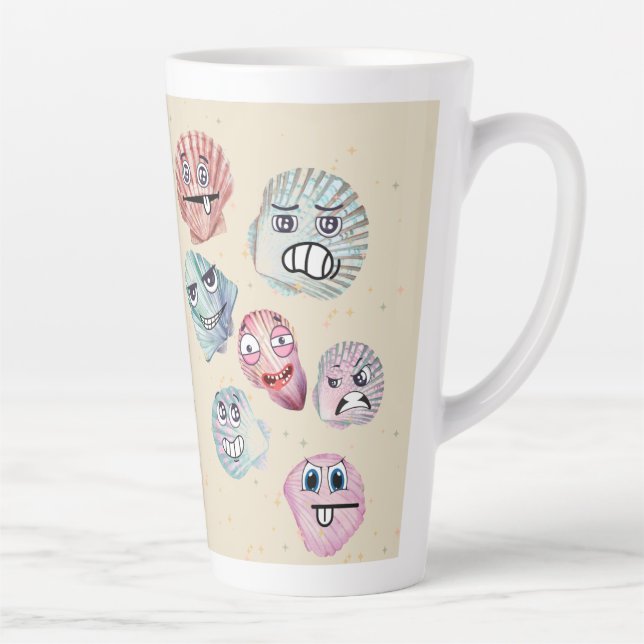 Caneca De Café Latte conchas oceânicas (Direita)