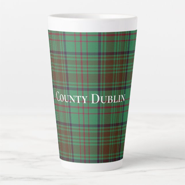 Caneca De Café Latte Condado de Irish Dublin Tartan (Frente)