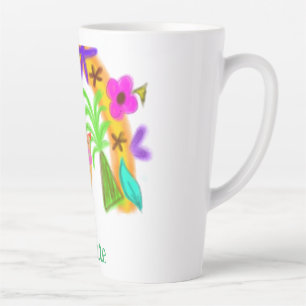 Caneca De Café Latte cones de sorvete de arco-íris watercolor adicionar