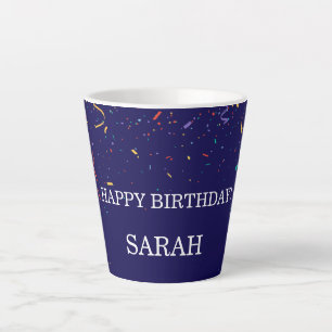 Caneca De Café Latte Confete de Festa Colorido & Presente Feliz Anivers
