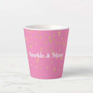 Caneca De Café Latte Confetti Dourado Rosa