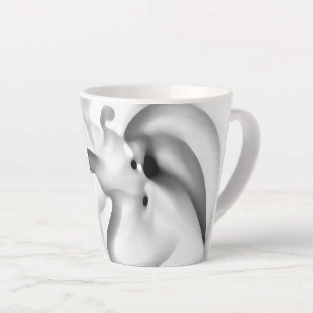 Caneca De Café Latte Congelado: Cinza Abstrato, branco e preto (Ângulo direito)