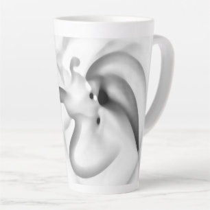Caneca De Café Latte Congelado: Cinza Abstrato, branco e preto