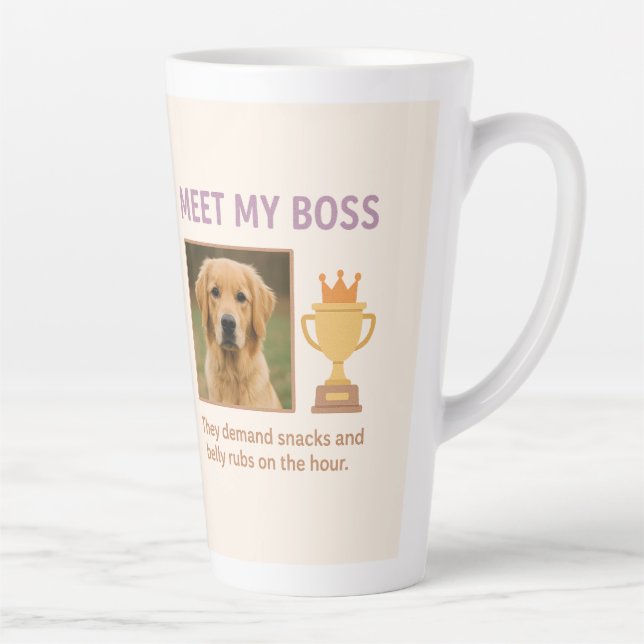 Caneca De Café Latte Conheça Meu Chefe - Foto Personalizada Engraçada (Direita)