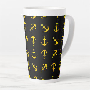 Caneca De Café Latte Conjunto de Âncoras do Ouro de desenho