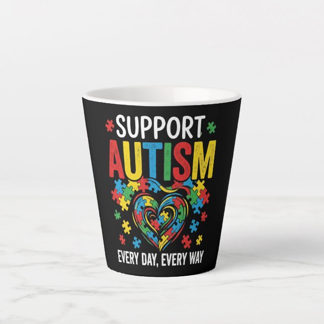 Caneca De Café Latte Conscientização do autismo (Frente)