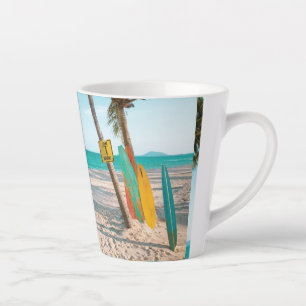 Caneca De Café Latte Conselhos de surf no travesseiro decorativo de pra