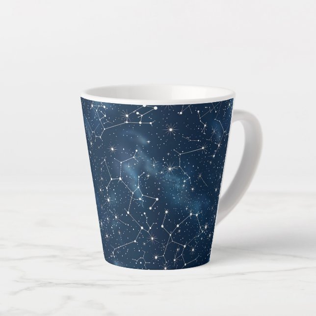 Caneca De Café Latte Constelação Celestial - Noite Estelar (3) (Ângulo direito)