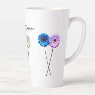 Caneca De Café Latte Contraste Gêmeo Duplo Equilíbrio em Floral Lateral