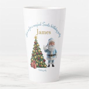 Caneca De Café Latte Convite de Aniversário Mágico do Papai Noel