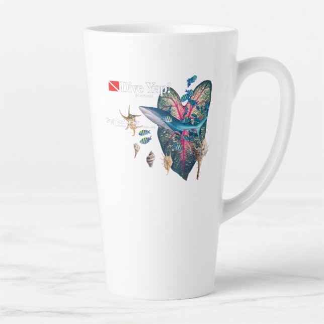 Caneca De Café Latte Convite tropical (Direita)