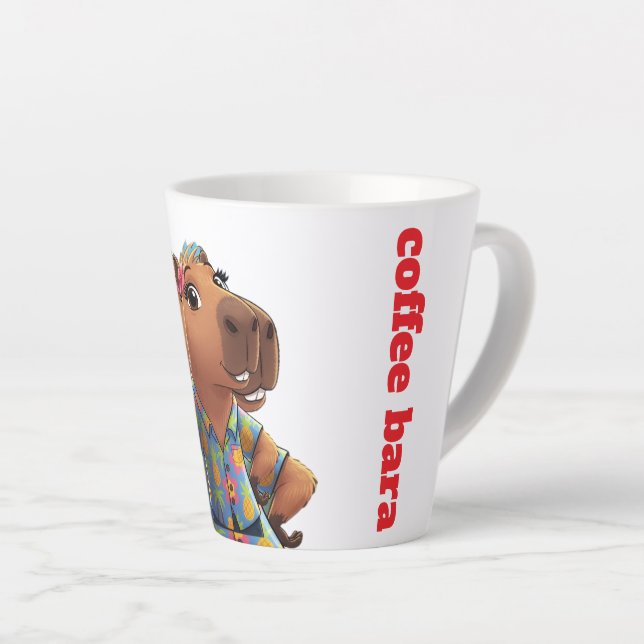 Caneca De Café Latte Cool Hawaiian Shirt Capybara Coffee Bara Latte Mug (Ângulo direito)