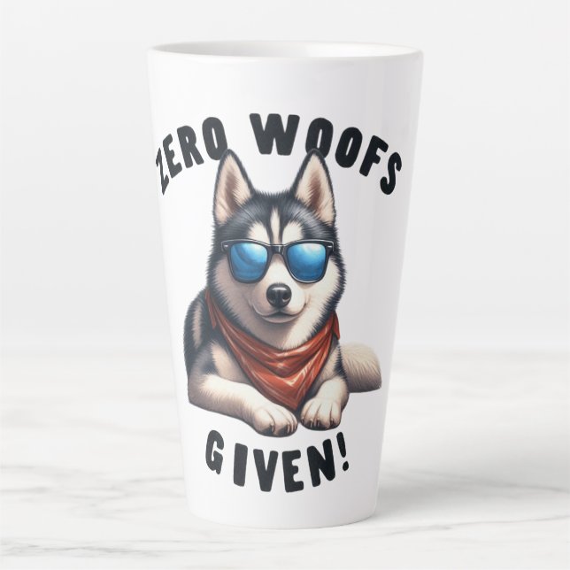 Caneca De Café Latte Cool Husky Dog Zero Woofs Given  (Frente)