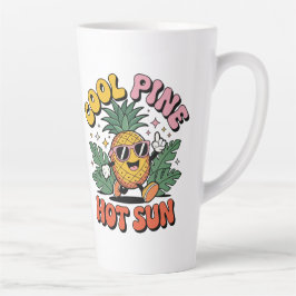 Caneca De Café Latte Cool Pine Hot Sun Retro Pineapple Summer Vibes