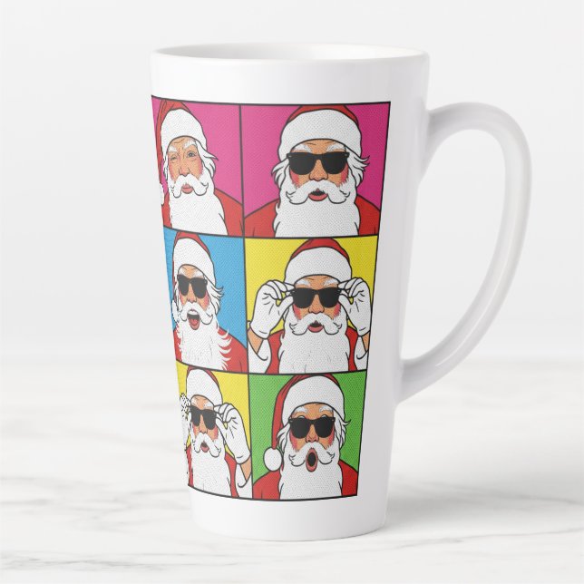 Caneca De Café Latte Cool Santa Claus Pop Art with Sunglasse (Direita)