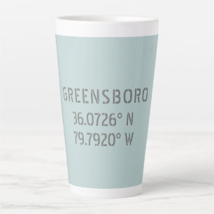 Caneca De Café Latte Coordenadas de Latitude e Longitude do Greensboro