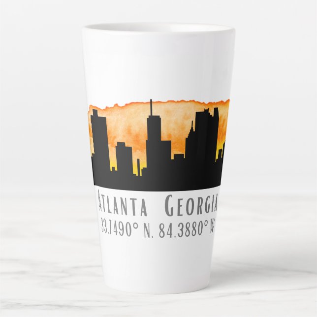 Caneca De Café Latte Coordenadas do Mapa da Cidade de Atlanta (Frente)