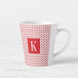 Caneca De Café Latte Copo de Latte em Malha LINHA VERMELHA + Inicial II